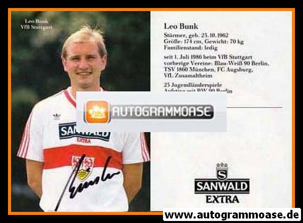 Autogramm Fussball | VfB Stuttgart | 1986 | Leo BUNK