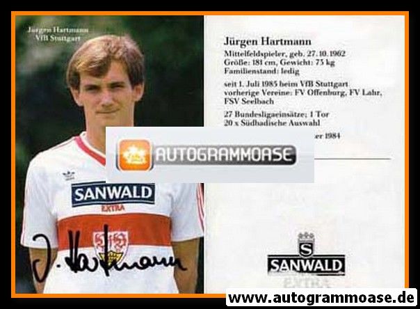 Autogramm Fussball | VfB Stuttgart | 1986 | Jürgen HARTMANN