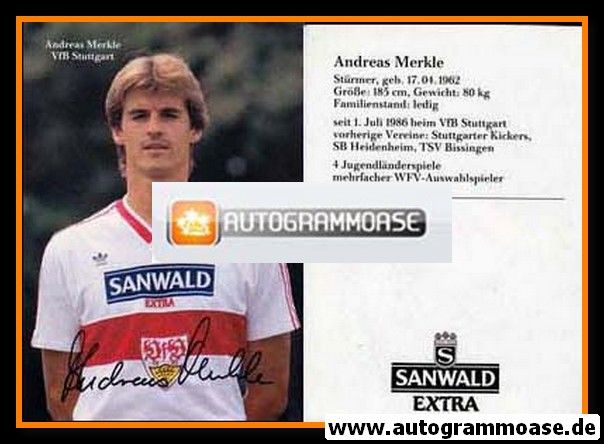 Autogramm Fussball | VfB Stuttgart | 1986 | Andreas MERKLE
