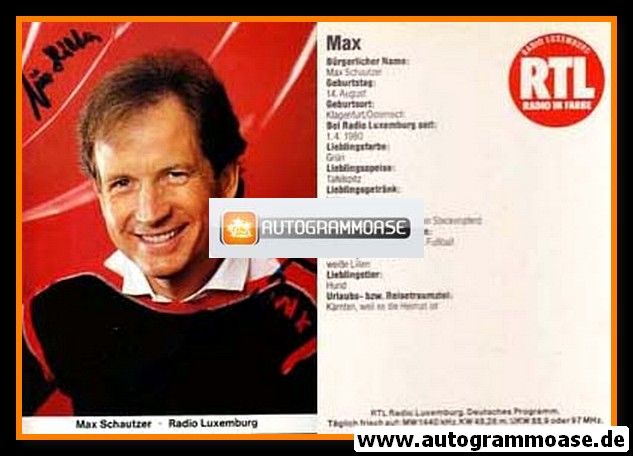 Autogramm Radio | RTL Luxemburg | Max SCHAUTZER | 1980er (Portrait Color)