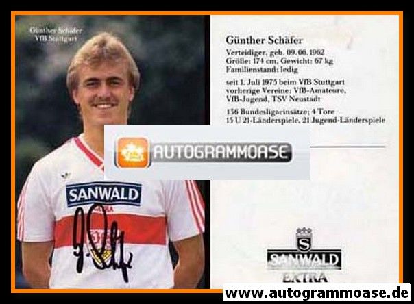 Autogramm Fussball | VfB Stuttgart | 1986 | Günther SCHÄFER