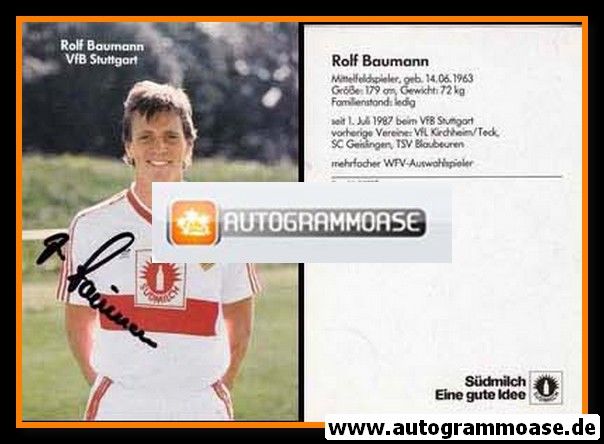 Autogramm Fussball | VfB Stuttgart | 1987 | Rolf BAUMANN