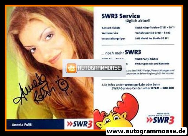 Autogramm Radio | SWR3 | Anneta POLITI | 2000er (Portrait Color)