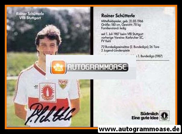 Autogramm Fussball | VfB Stuttgart | 1987 | Rainer SCHÜTTERLE