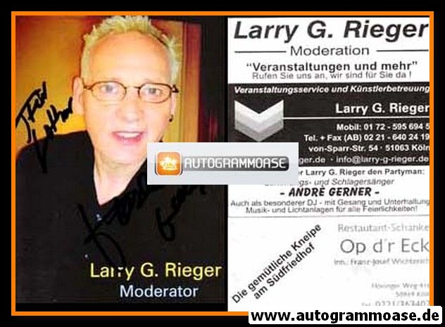 Autogramm Entertainer | Larry G. RIEGER | 1990er (Portrait Color)