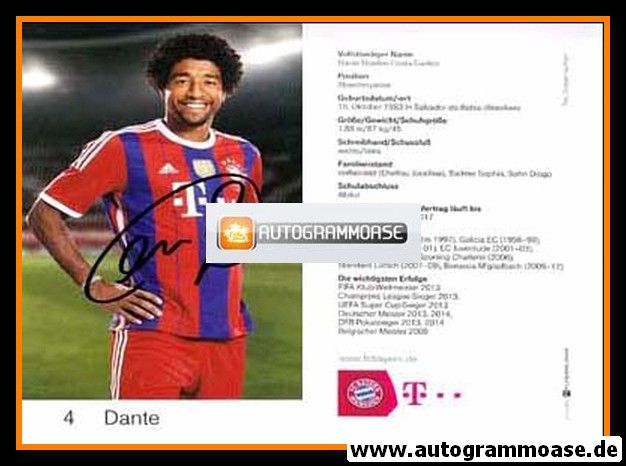 Autogramm Fussball | FC Bayern München | 2014 | DANTE