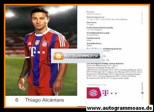 Autogramm Fussball | FC Bayern München | 2014 | Thiago ALCANTARA