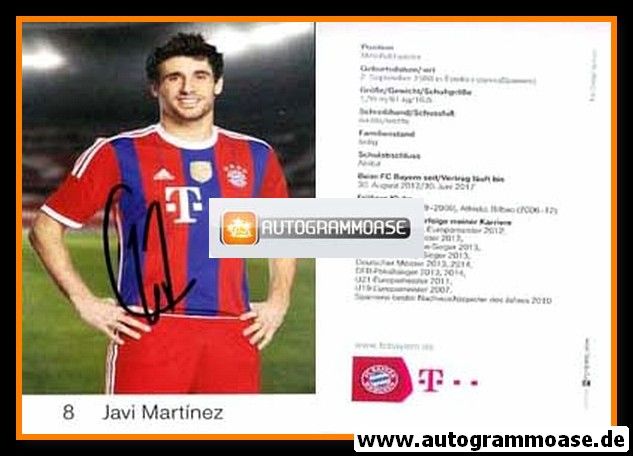 Autogramm Fussball | FC Bayern München | 2014 | Javier MARTINEZ