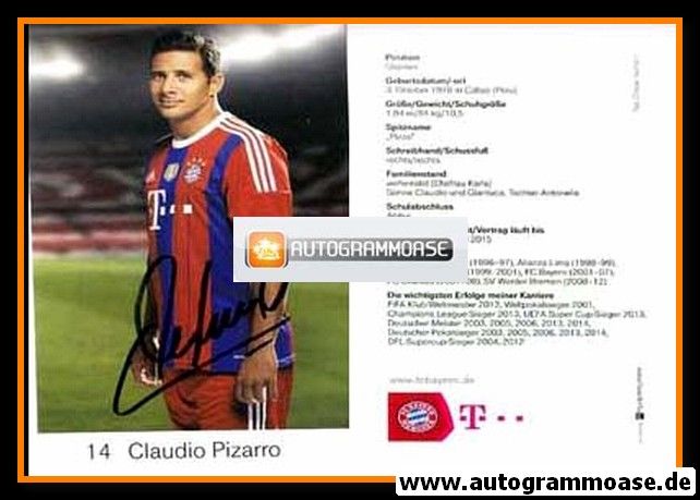 Autogramm Fussball | FC Bayern München | 2014 | Claudio PIZARRO