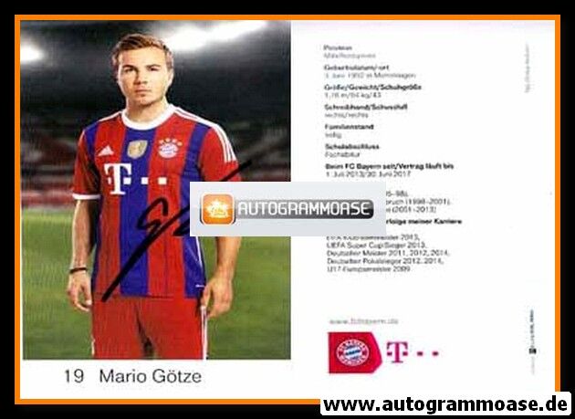 Autogramm Fussball | FC Bayern München | 2014 | Mario GÖTZE