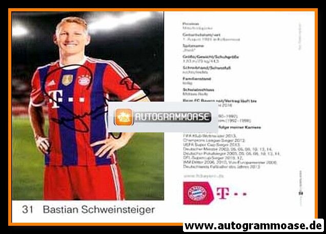 Autogramm Fussball | FC Bayern München | 2014 | Bastian SCHWEINSTEIGER