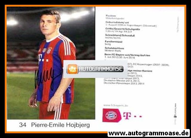 Autogramm Fussball | FC Bayern München | 2014 Druck | Pierre-Emile HOJBJERG (schwarz)