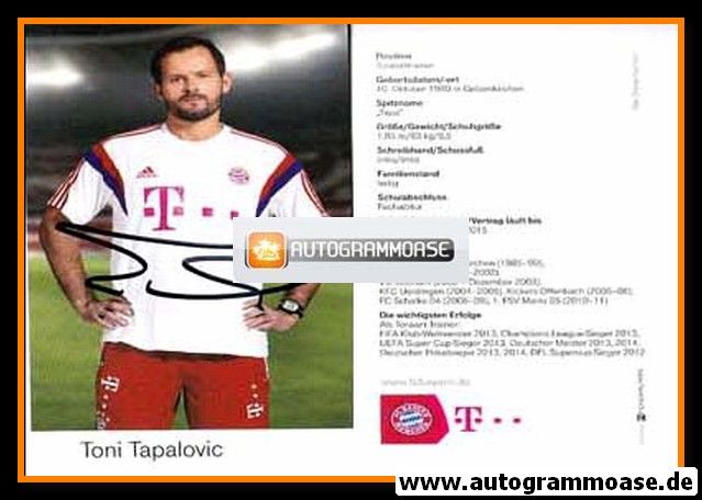 Autogramm Fussball | FC Bayern München | 2014 | Toni TAPALOVIC