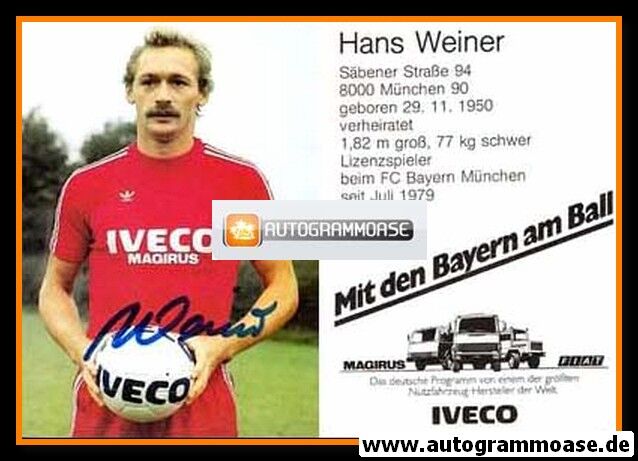 Autogramm Fussball | FC Bayern München | 1982 | Hans WEINER