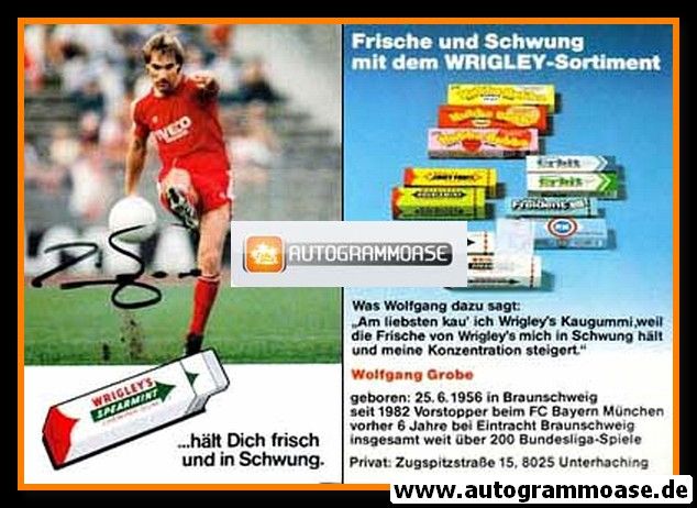 Autogramm Fussball | FC Bayern München | 1980er | Wolfgang GROBE (Wrigley)