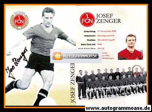 Autogramm Fussball | 1. FC Nürnberg | 1961 Retro | Josef ZENGER