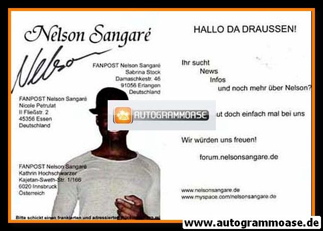 Autogramm Pop | Nelson SANGARE | 2010er (Portrait Color) DSDS