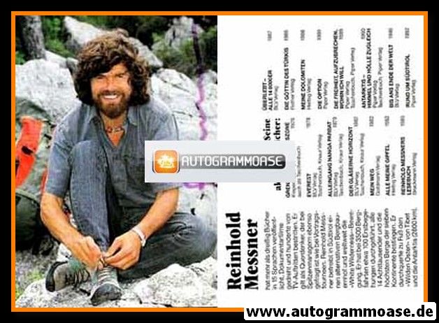Autogramm Bergsteigen | Reinhold MESSNER | 1990er (Portrait Color) Bücher
