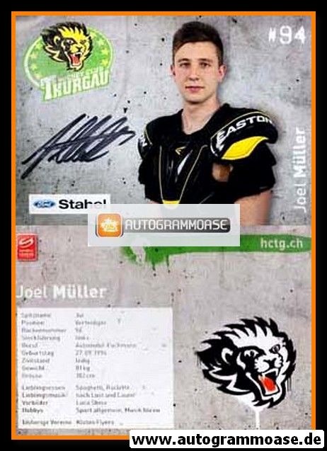 Autogramm Eishockey | Hockey Thurgau | 2014 | Joel MÜLLER