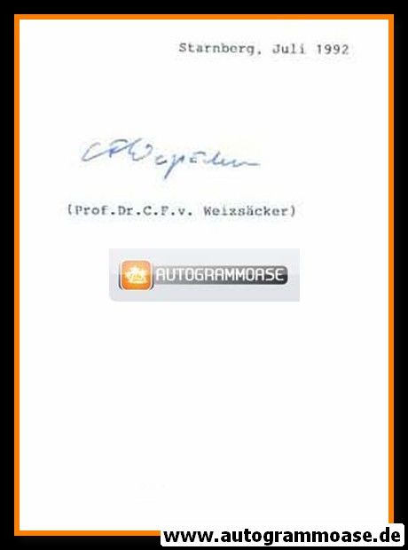 Autograph Wissenschaft | Carl Friedrich VON WEIZSÄCKER (Physiker)