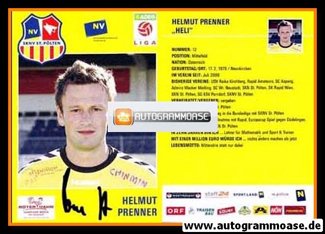 Autogramm Fussball | SKN St. Pölten | 2008 | Helmut PRENNER