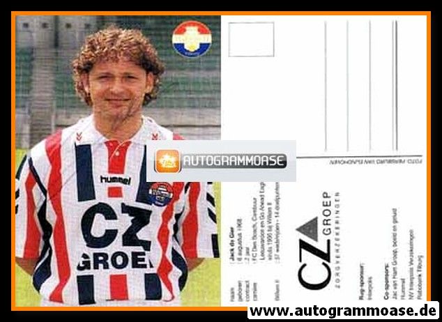 Autogrammkarte Fussball | Willem II Tilburg | 1996 | Jack DE GIER