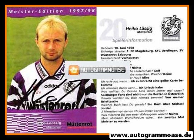 Autogramm Fussball | SV Wüstenrot Salzburg | 1997 | Heiko LAESSIG