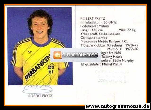Autogramm Fussball | Schweden | 1980er | Robert PRYTZ