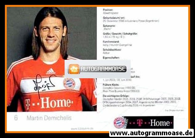 Autogramm Fussball | FC Bayern München | 2008 Mini Druck | Martin DEMICHELIS
