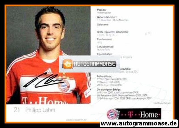 Autogramm Fussball | FC Bayern München | 2008 Mini Druck | Philipp LAHM