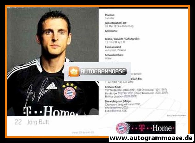 Autogramm Fussball | FC Bayern München | 2008 Mini Druck | Jörg BUTT