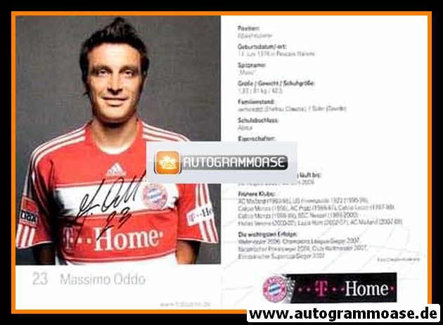 Autogramm Fussball | FC Bayern München | 2008 Mini Druck | Massimo ODDO