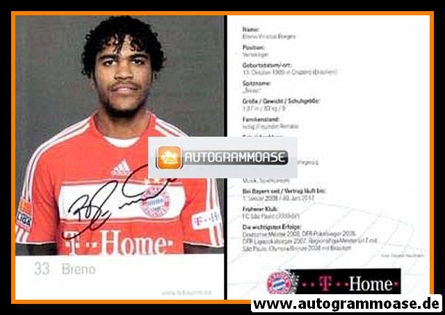 Autogramm Fussball | FC Bayern München | 2008 Mini Druck | BRENO