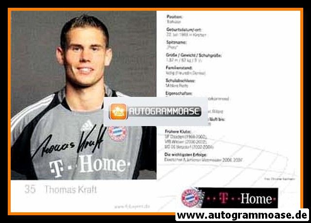 Autogramm Fussball | FC Bayern München | 2008 Mini Druck | Thomas KRAFT