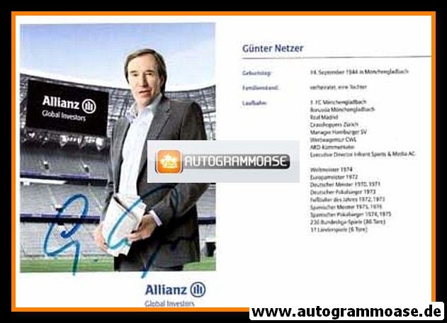 Autogramm Fussball | 2000er | Günter NETZER (Allianz) Hochformat