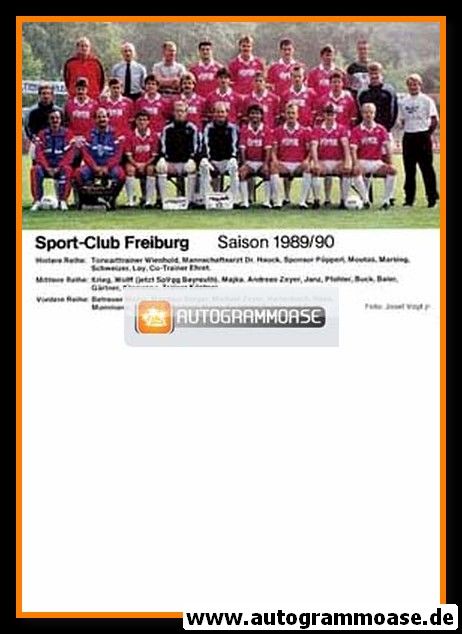 Mannschaftskarte Fussball | SC Freiburg | 1989