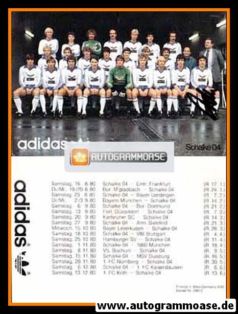 Mannschaftskarte Fussball | FC Schalke 04 | 1980 Adidas