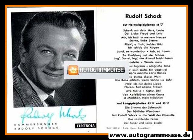 Autogramm Klassik | Rudolf SCHOCK | 1960er (Portrait SW Electrola) Diskografie