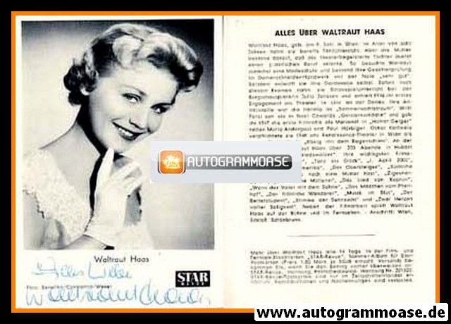 Autogramm Schauspieler | Waltraud HAAS | 1950er (Portrait SW Star-Revue)