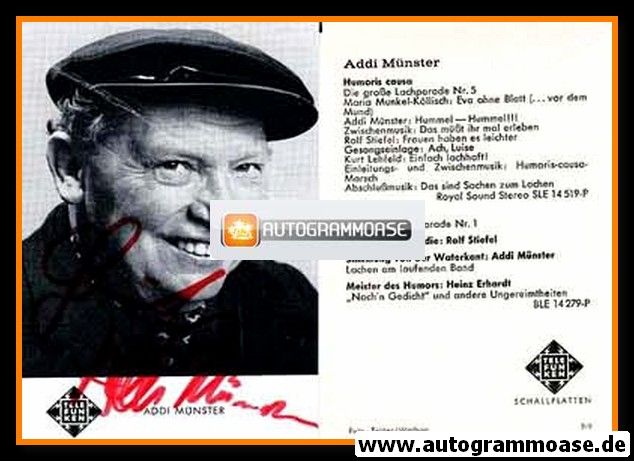 Autogramm Comedy | Addi MÜNSTER | 1970er "Humoris Causa" Telefunken 1
