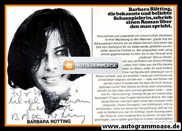 Autogramm Schauspieler | Barbara RÜTTING | 1970er (Portrait SW Roman)