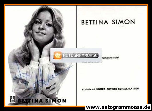 Autogramm Schlager | Bettina SIMON | 1971 "Alle Meine Lieder"