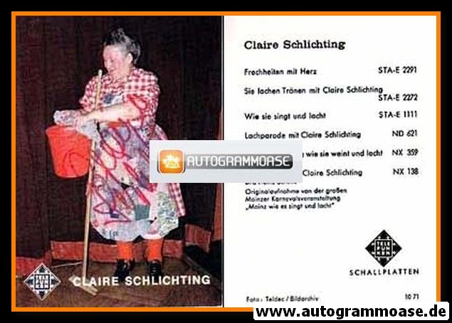 Autogramm Comedy | Claire SCHLICHTING | 1970er "Frechheiten Mit Herz"