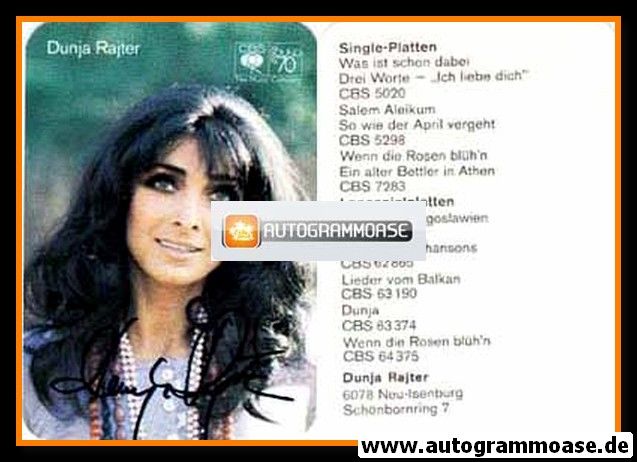 Autogramm Schlager | Dunja RAJTER | 1971 "Wenn Die Rosen Blühn" (CBS)