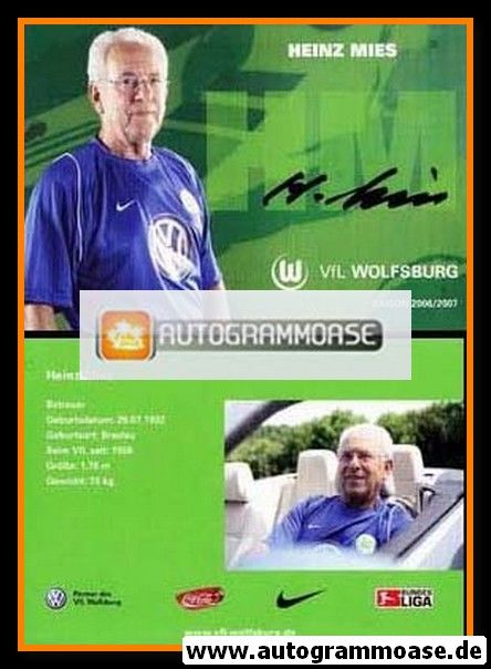 Autogramm Fussball | VfL Wolfsburg | 2006 | Heinz MIES
