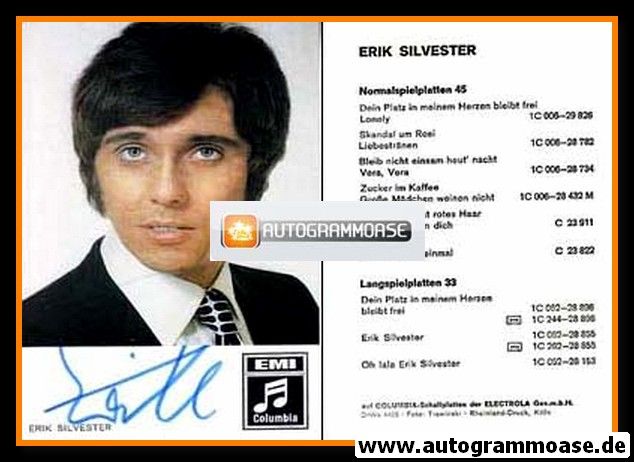 Autogramm Schlager | Erik SILVESTER | 1970 "Dein Platz" (Portrait Color EMI)