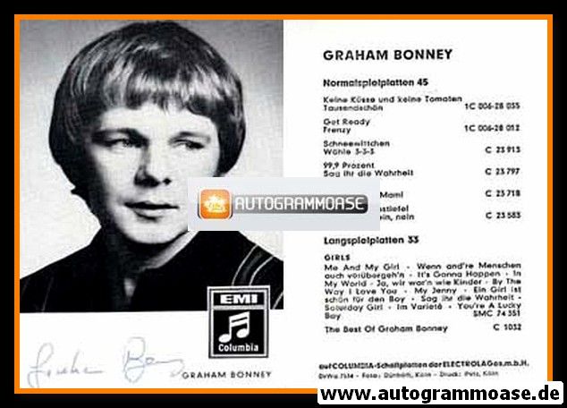 Autogramm Schlager | Graham BONNEY | 1969 "Keine Küsse" (EMI)
