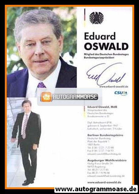 Autogramm Politik | CSU | Eduard OSWALD | 2000er (Portrait Color) 3