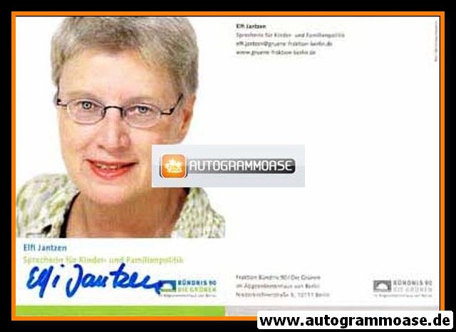 Autogramm Politik | GRÜNE | Elfi JANTZEN | 2000er (Portrait Color)