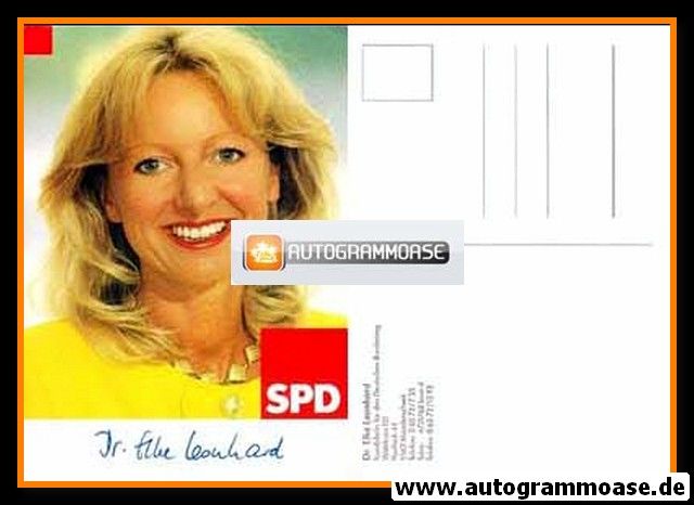Autogramm Politik | SPD | Elke LEONHARD | 1990er Druck (Portrait Color)